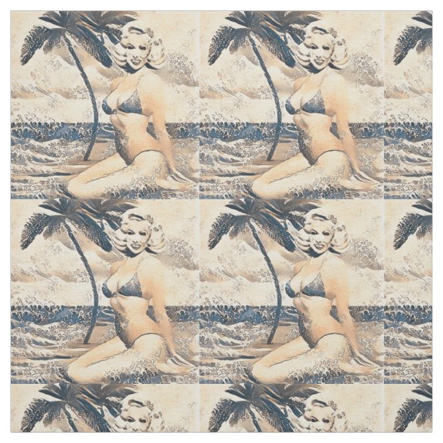 Kneeling Blonde Bikini Model Thunder_Cove Fabric (Swatch)