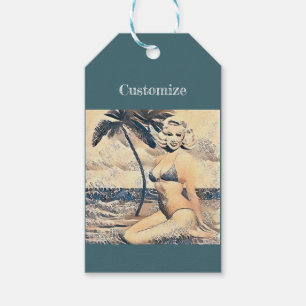 Kneeling Blonde Bikini Model Thunder_Cove Gift Tags