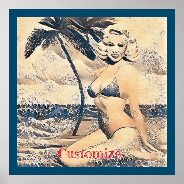Kneeling Blonde Bikini Model Thunder_Cove Poster (Front)