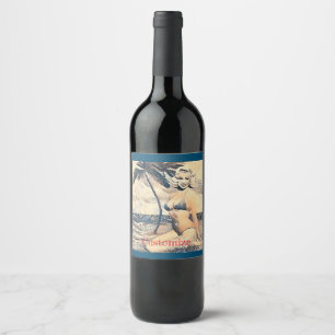 Kneeling Blonde Bikini Model Thunder_Cove Wine Label