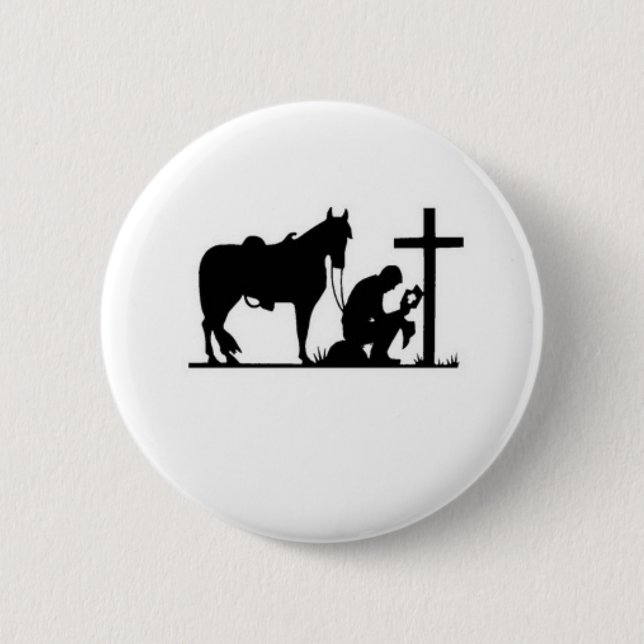 Kneeling Cowboy 6 Cm Round Badge (Front)