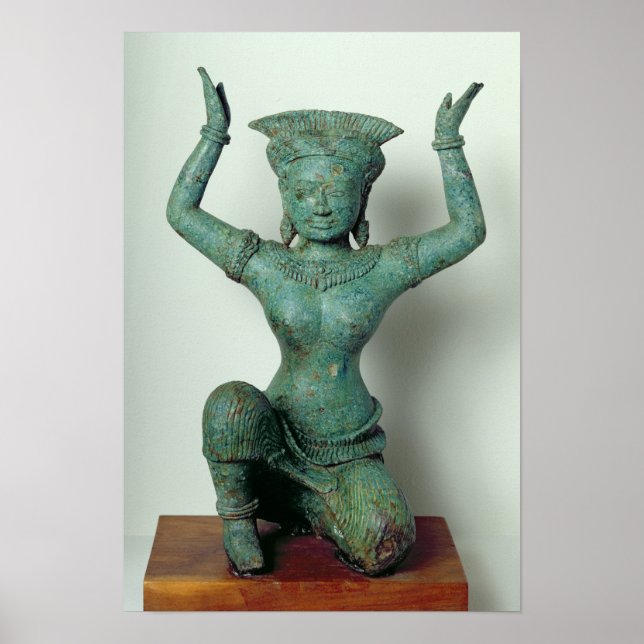 Kneeling feminine figure  used to support a poster (Front)