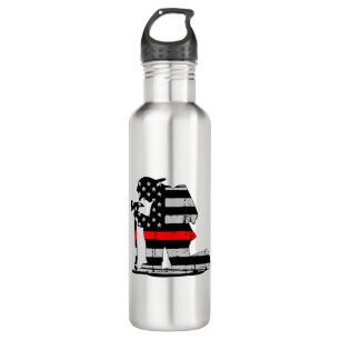 Kneeling Firefighter Thin Red Line 710 Ml Water Bottle