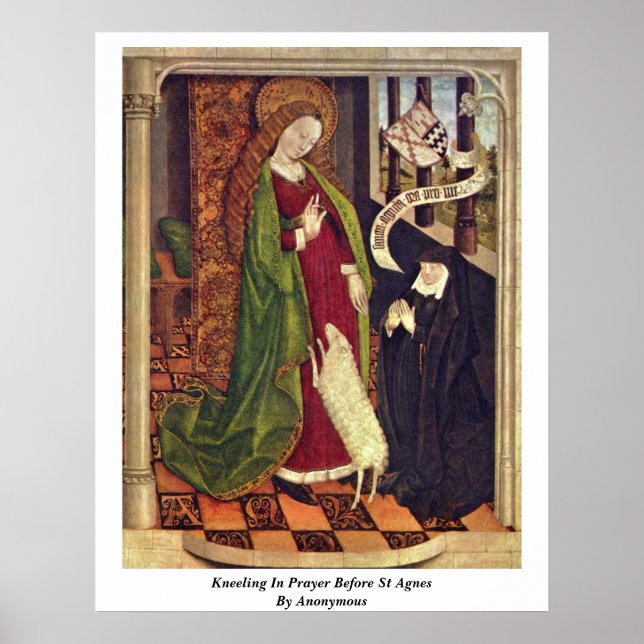 Kneeling In Prayer Before St Agnes. By Anonymous Poster (Front)