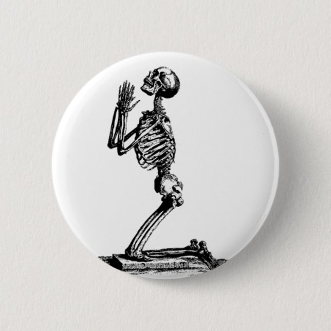 Kneeling Skeleton 6 Cm Round Badge (Front)