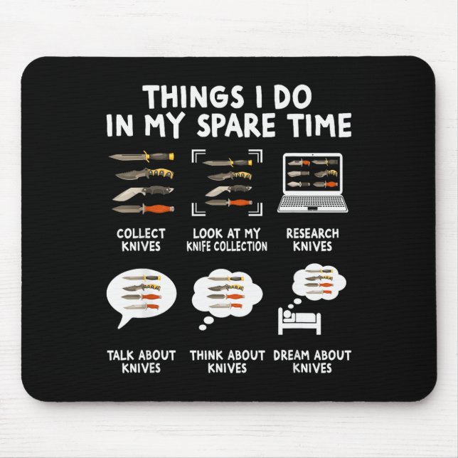 Knife Collector Maker Bladesmith Blacksmith Knives Mouse Mat (Front)