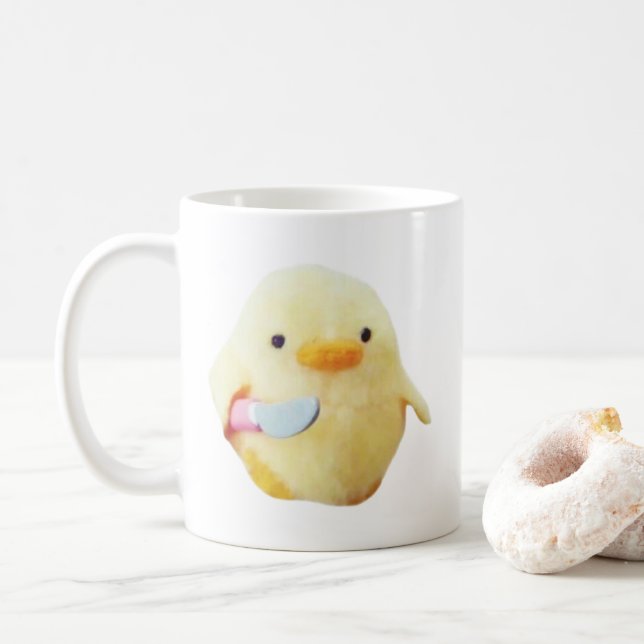 Knife Duck Plush Meme Mug Double Sided (With Donut)