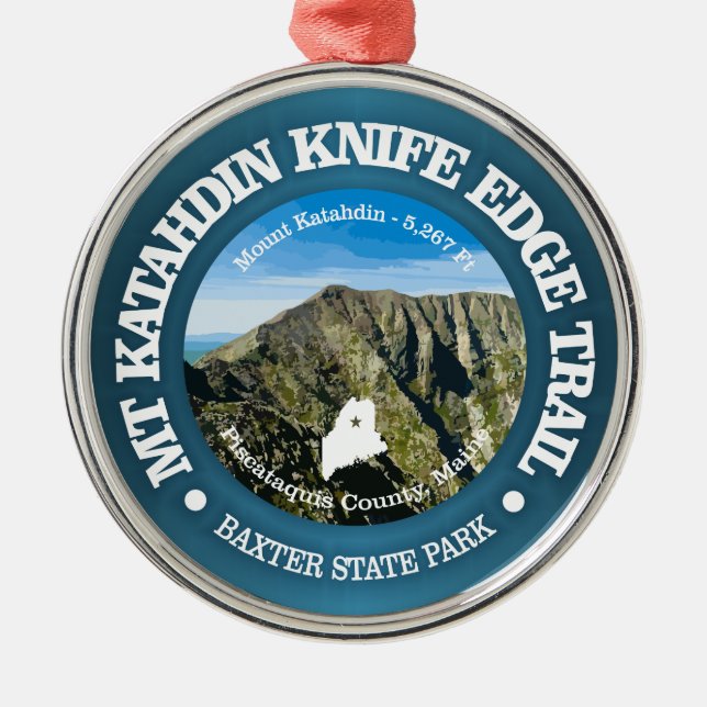 Knife Edge Trail (Katahdin) Metal Tree Decoration (Front)