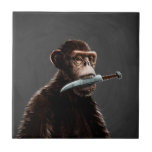 Knife Fighting Monkey Tile<br><div class="desc">Knife Fighting Monkey likes to play poker but he doesn't like cheaters.</div>