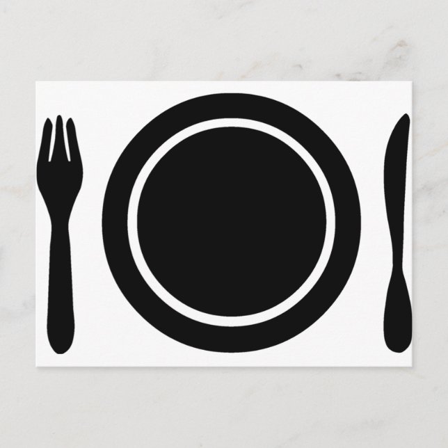 Knife, Fork and Plate. Postcard (Front)