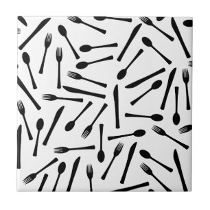 Knife Fork And Spoon Background Tile