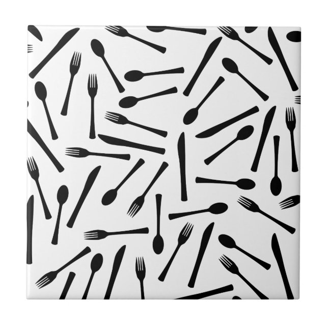 Knife Fork And Spoon Background Tile (Front)