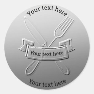 Knife Fork Customisable Coin Art Design #silv06 Classic Round Sticker