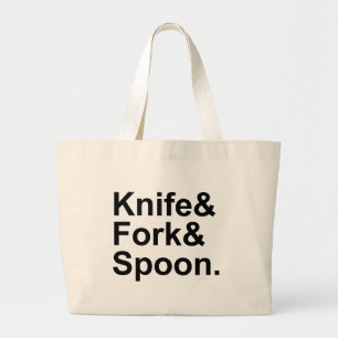 Knife Fork Spoon Utensils for Eating Food Large Tote Bag