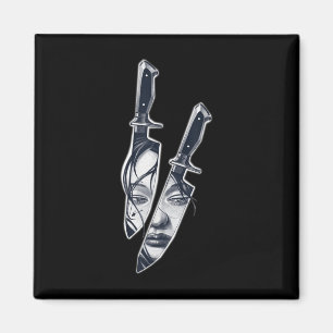 Knife Girl Tattoo Magnet