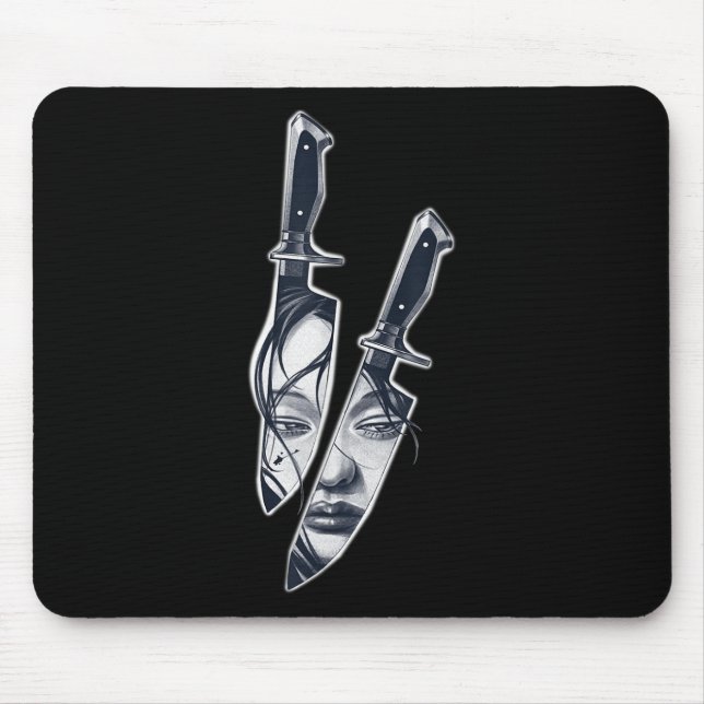 Knife Girl Tattoo  Mouse Mat (Front)