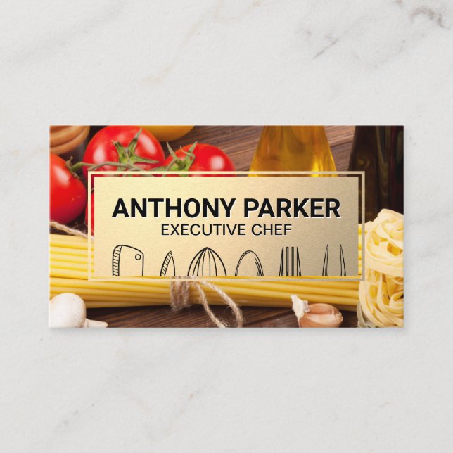 Knife | Kitchen Tools | Pasta and Vegetables Business Card (Front)