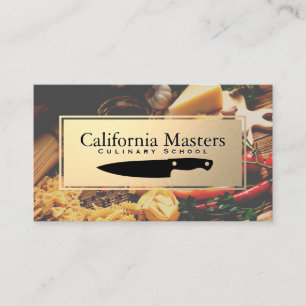 Knife Logo   Gold Metallic   Food on Table Business Card