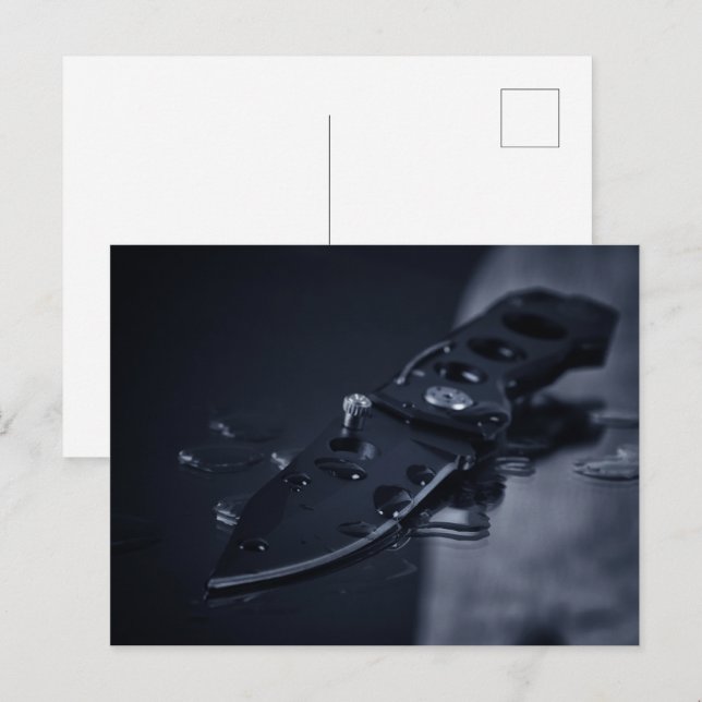 Knife on black postcard (Front/Back)