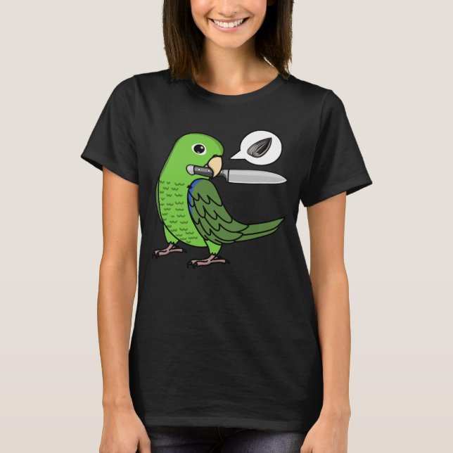 Knife Parrot Wants Seeds I Green Parrotlet T-Shirt (Front)