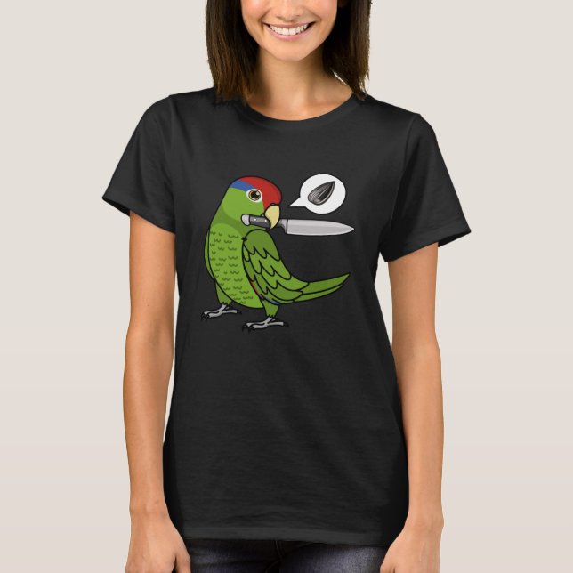 Knife Parrot Wants Seeds I Mexican Red headed Amaz T-Shirt (Front)