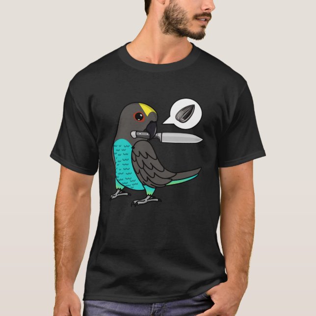 Knife Parrot Wants Seeds I Meyers Parrot T-Shirt (Front)