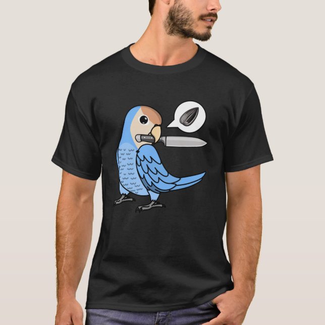 Knife Parrot Wants Seeds I Peach faced Blue Lovebi T-Shirt (Front)
