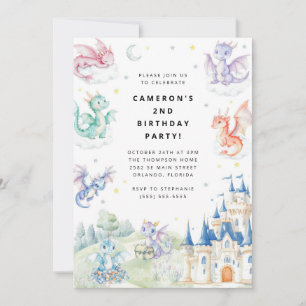 Knight and Dragon Royal Medieval Boy Birthday Invitation