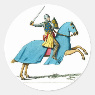 knight and horse classic round sticker