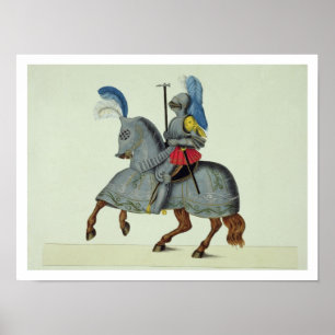 Knight and horse in armour, plate from 'A History Poster