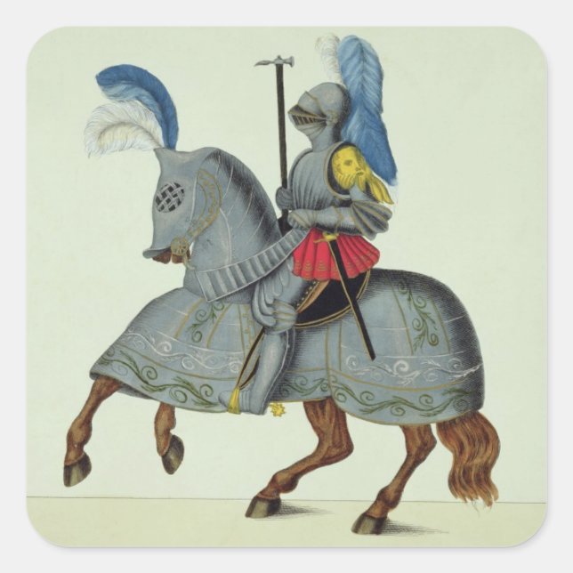 Knight and horse in armour, plate from 'A History Square Sticker (Front)