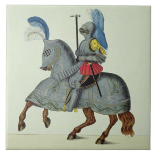Knight and horse in armour, plate from 'A History Tile