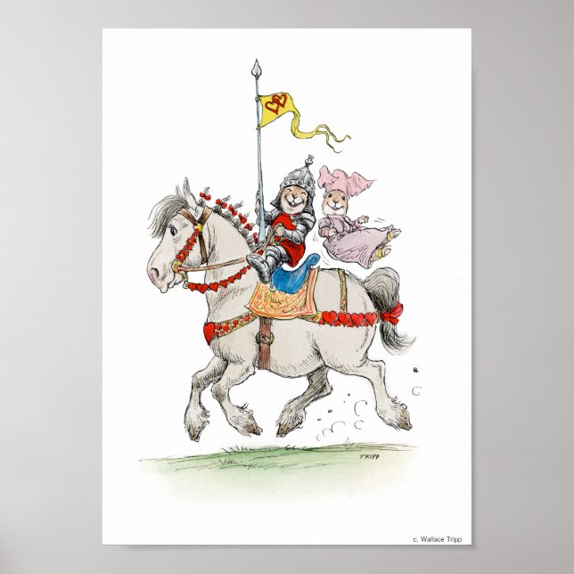 Knight and Lady Rabbits on Horseback Print (Front)