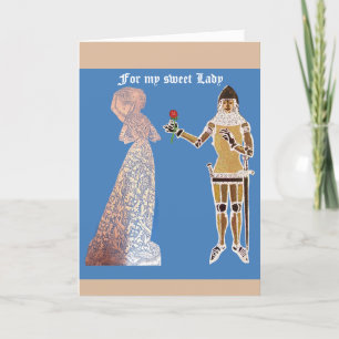 Knight and lady romance of the rose holiday card
