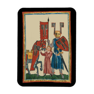 Knight and Squire, 14th Century Mediaeval Art Magnet