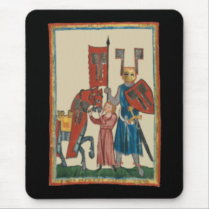 Knight and Squire, 14th Century Mediaeval Art Mouse Mat