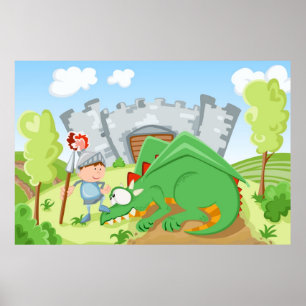Knight and the dragon poster