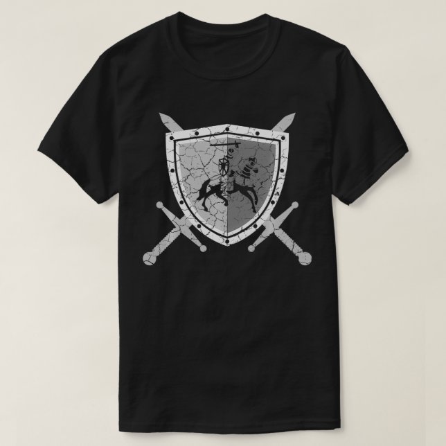 Knight armor with lions on the breastplate Medieva T-Shirt (Design Front)