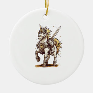 Knight Armour Unicorn (1) Ceramic Tree Decoration