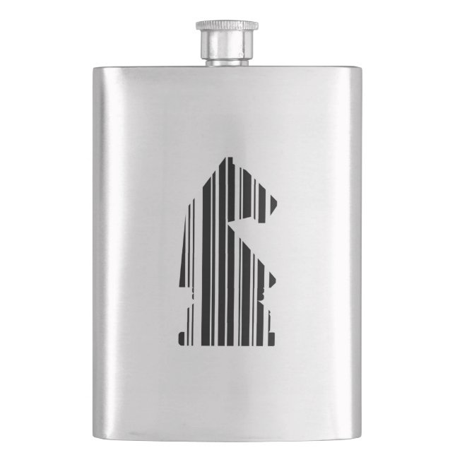 KNIGHT BAR CODE Chess Piece Pattern Design Hip Flask (Front)