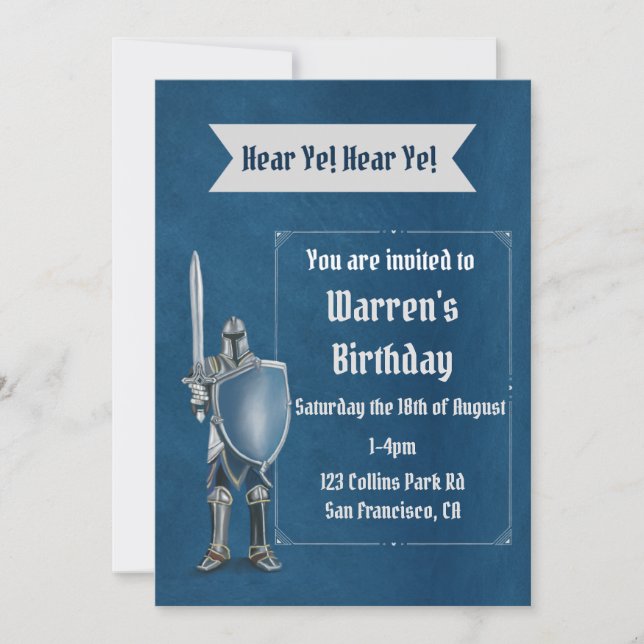 Knight Birthday Invitation (Front)