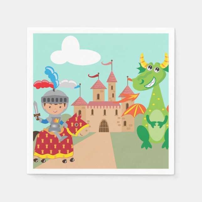 Knight Castle and Dragon Napkin (Front)