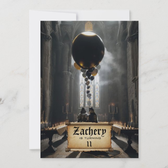 *~* Knight Castle  Fantasy Mediaeval AP88 Birthday Invitation (Front)