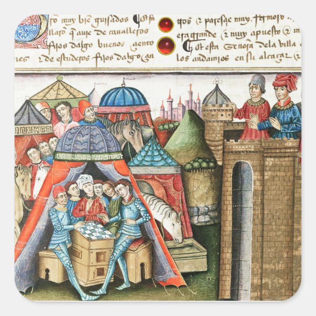 Knight Cifar Watches the Enemy Camp Play Chess  Square Sticker (Front)