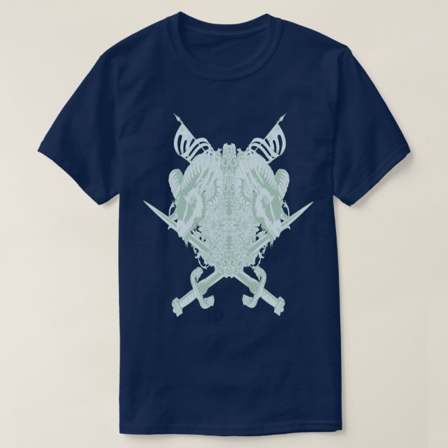 Knight Coat Of Arms Goats Illustration T-Shirt (Design Front)