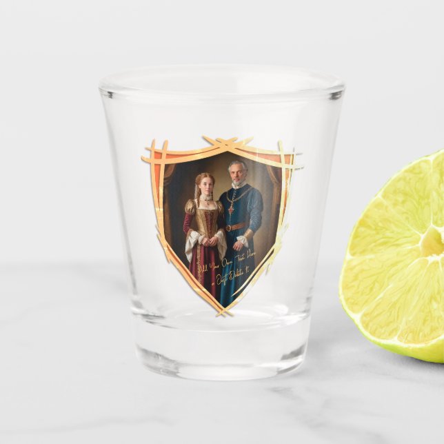 Knight Coat of Arms Mediaeval Old Fashioned Gift Shot Glass (Front)