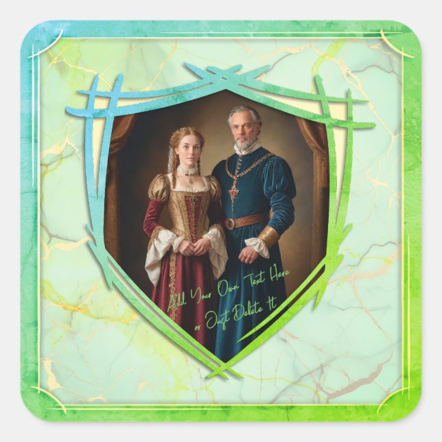 Knight Coat of Arms Mediaeval Old Fashioned Gift Square Sticker (Front)