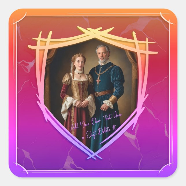Knight Coat of Arms Mediaeval Old Fashioned Gift Square Sticker (Front)