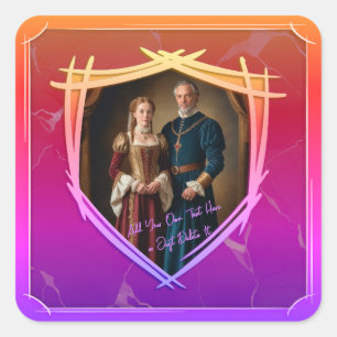 Knight Coat of Arms Mediaeval Old Fashioned Gift Square Sticker