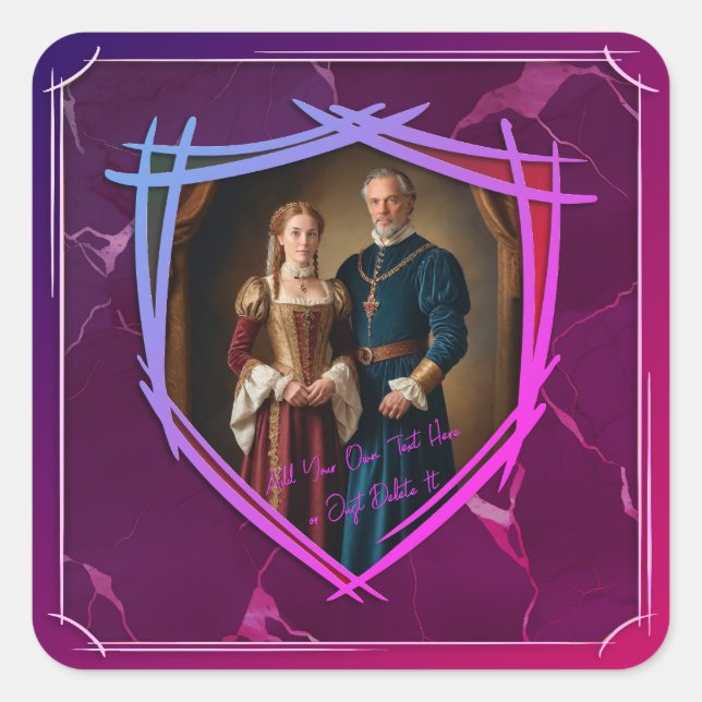 Knight Coat of Arms Mediaeval Old Fashioned Gift Square Sticker (Front)